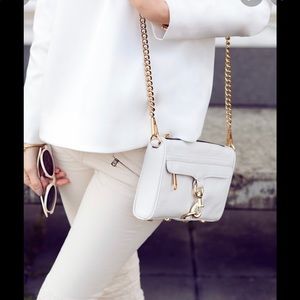 Rebecca Minkoff white cream leather mini Mac crossbody bag